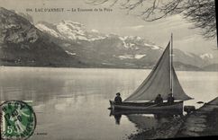 CPA Lac d'Annecy Le Tournant de la Puya Bateau Barque