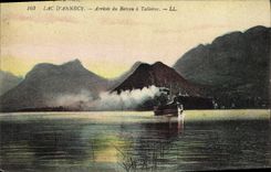 CPA Lac d'Annecy Arrive du Bateau a Talloires 
