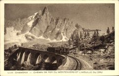 CPA Chamonix Chemin de Fer du Montenvers et l'Aiguille du Dru Train