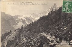 CPA Chamonix Route de Montenvert et Mer de glace les Aiguilles et du Druz 