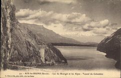 CPA Aix les Bains Savoie Lac du Bourget et les Alpes Tunnel du Colombier 