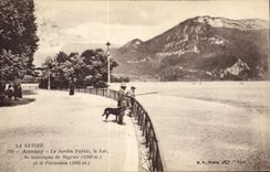 CPA La Savoie Annecy Le Jardin Public Le Lac la montagne de Veyrier et le Parmelan Peche