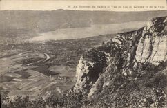 CPA Au Sommet du Saleve Vue du Lac de Geneve et de la Ville 