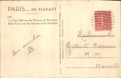 CPA Paris en Flanant La Tour Eiffel vue des Terrasses du Trocadero