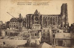 CPA Reconstruction de Reims Cote nord de la Cathedrale 