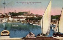 CPA Cannes Le Port et Mont Chevalier Bateaux