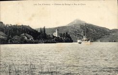CPA Lac d'Annecy Chateau de Duingt et Roc de Chere Bateau