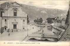 CPA Annecy Eglise Saint Francois et les Canaux 