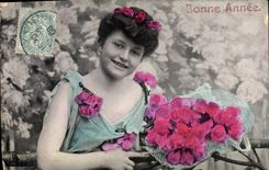 CPA Bonne Annee Femme