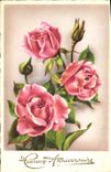 CPA Heureux Anniversaire Fleurs