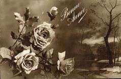 CPA Bonne Annee Fleurs