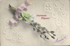 CPA Joyeuses Paques Fleurs