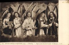 CPA Musee Royal d'Anvers Memling Anges jouant des Instruments de Musique 