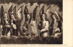 CPA Musee Royal d'Anvers Memling Anges jouant des Instruments de Musique 