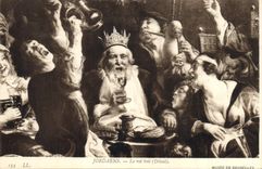 CPA Jordaens Le roi boit Detail 