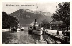 CPA Annec Le Port et le Mont Veyrier Bateaux