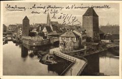CPA Strassburg Blick V D gedeckten Brueken 