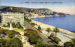 CPA Nice vue sur les jardins Albert Ier et le Mont Boron 