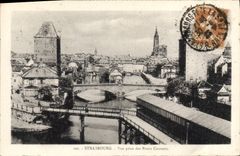 CPA Strasbourg vue prise des Ponts Couverts 