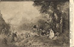 CPA Musee de Louvre Ecole Francaise Watteau 1684 1721 Embarquement pour l'Ile de Cythere 