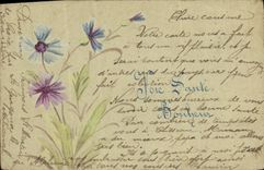 CPA Fleurs (dessin a la main)