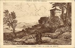 CPA Londres Musee Britannique Claude Lorrain Etude tiree du Livre de Verite 