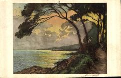 CPA Bord de mer Arbres