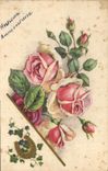 CPA Heureux Anniversaire Fleurs