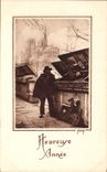 CPA Heureuse Annee Bouquinistes Paris Notre Dame