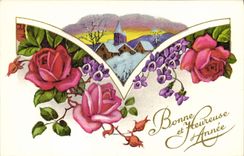 CPA Bonne et Heureuse Annee Fleurs