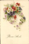 CPA Bonne Annee Fleurs