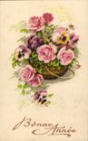 CPA Bonne Annee Fleurs