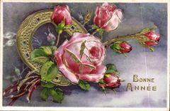 CPA Bonne Annee Fleurs