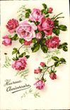 CPA Heureux Anniversaire Fleurs