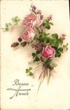 CPA Bonne Annee Fleurs