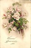 CPA Heureux Anniversaire Fleurs