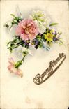 CPA Bonne Annee Fleurs