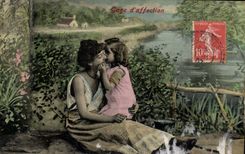 CPA Gage d'Affection Femme Enfant