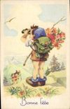 CPA Bonne Fete Enfant Randonnee