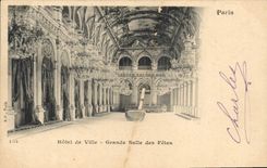 CPA Paris Hotel de Ville Grande Salle des Fetes Carte 1899