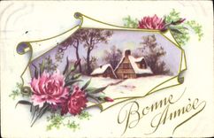 CPA Bonne Annee Fleurs