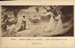 CPA Domremy Peintures Murales de la Basilique Jeanne d'Arc Ecoutant les Voix par Lionel Royer 