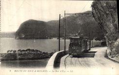 CPA Route de Nice a Monaco La Baie d'Eze Tramway