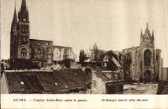 CPA Reims L'Eglise Saint Remi apres la guerre 