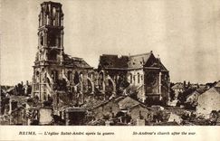 CPA Reims L'Eglise Saint Remi apres la guerre 