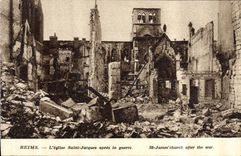 CPA Reims L'Eglise Saint Jacques apres la guerre 