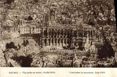 CPA Reims Vue prise en avion Juillet 1918 
