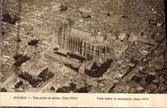 CPA Reims Vue prise en avion Juin 1918 