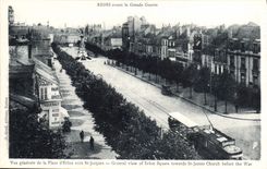 CPA Reims avant la Grande Guerre vue generale de la Place d'Erlon vers St Jacques Tramway