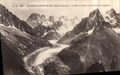 CPA Chamonix Mont Blanc Hte Savoie la Mer de Glace et les Grandes Aiguilles 